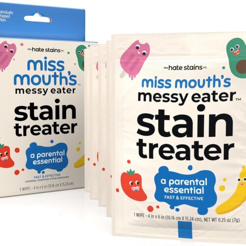 Miss Mouth's Messy Eater Stain Treater Wipes - 5 Pack Stain Remover - Newborn & Baby Essentials - No Dry Cleaning Food, Grease, Coffee Off Laundry, Underwear, Fabric