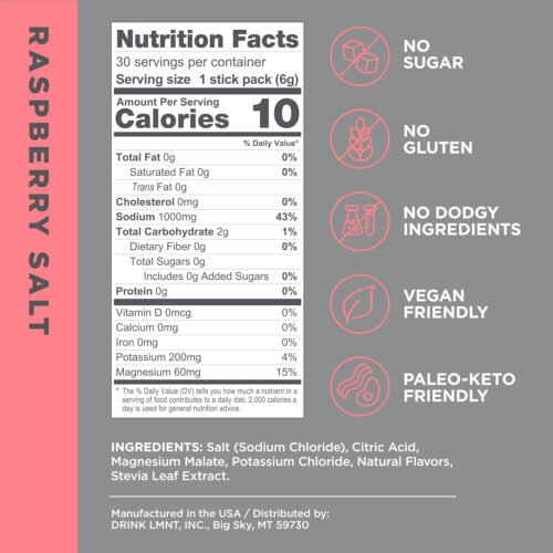 LMNT Zero Sugar Electrolytes - Raspberry Salt | Drink Mix | 30-Count - Image 2
