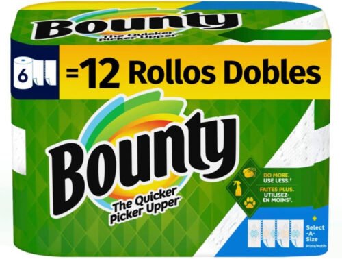 Bounty Select-A-Size Paper Towels, White, 6 Double Rolls  12 Regular Rolls
