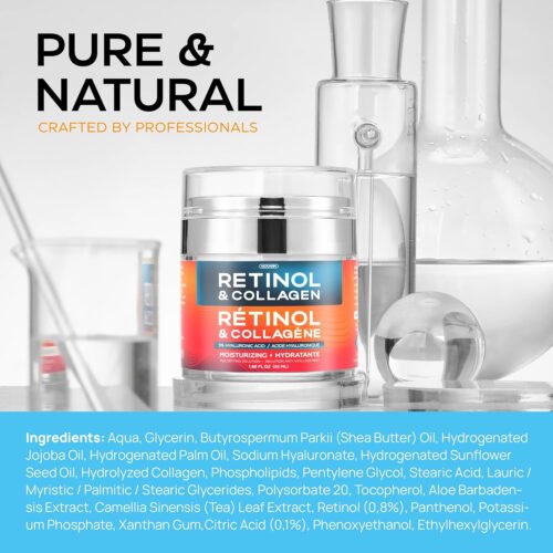 Retinol Cream for Face with Hyaluronic Acid, Collagen Day & Night Moisturizer for Women and Men, Age Solution Cream, 1.85 Oz - Image 9