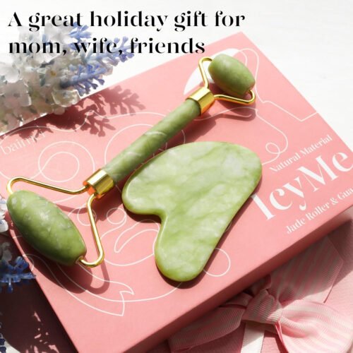 BAIMEI Gua Sha & Jade Roller Facial Tools Face Roller and Gua Sha Set for Puffiness and Redness Reducing Skin Care Routine, Self Care Gift for Men Women - Xiuyan Jade - Image 9