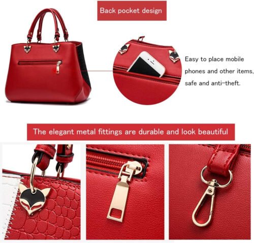 Purses and Handbags for Women Top Handle Bags Leather Satchel Totes Shoulder Bag with Multiple Pockets - Image 5