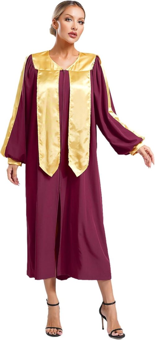 iiniim Unisex Womens Mens Choir Robe for Church V-neck Long Sleeve Judge Robe Graduation Gown