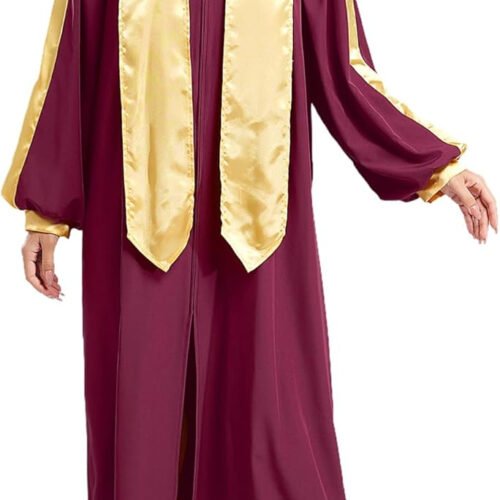 iiniim Unisex Womens Mens Choir Robe for Church V-neck Long Sleeve Judge Robe Graduation Gown