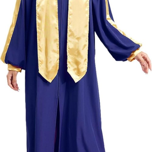 renvena Unisex Womens Mens Elegant Choir Robe V-neck Long Sleeve Judge Robe Church Baptism Costume Graduation Gown